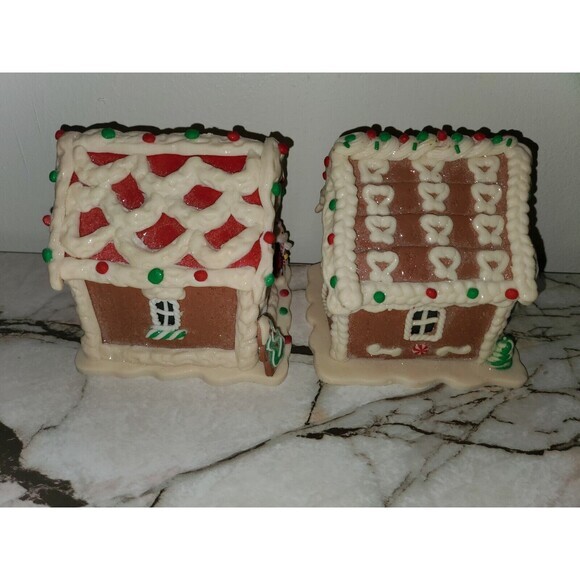 Gingerbread House Set of 2 Battery Operated Untested‎ 4.5" - Picture 4 of 8
